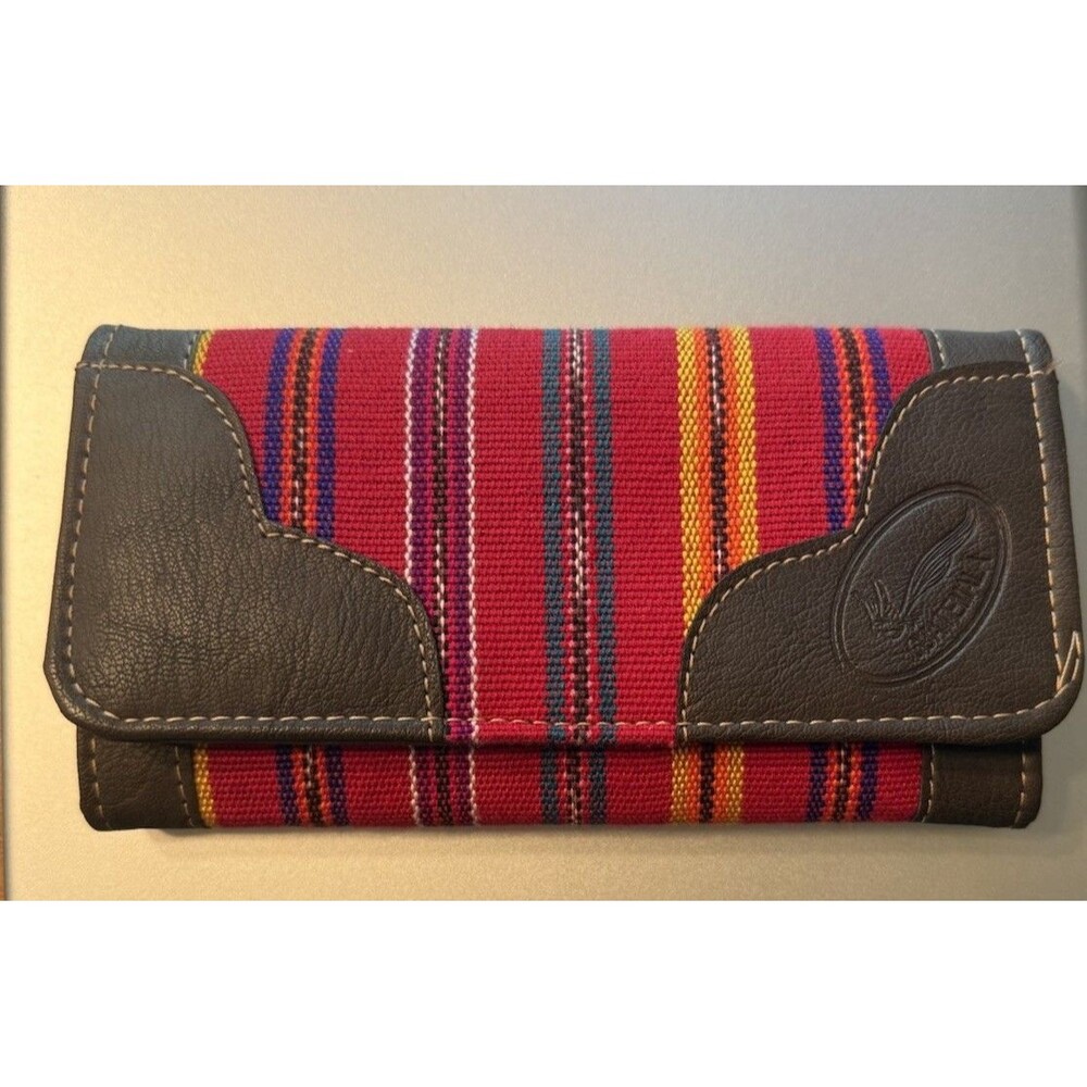 NEW Guatemalan Huipil Wallet Handcrafted Brown Leather Embroidered Multicolor